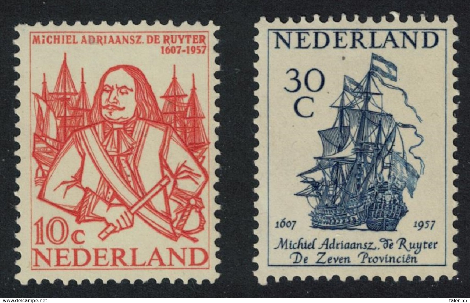 Netherlands Admiral M A De Ruyter 2v 1957 MNH SG#848-849 - Unused Stamps