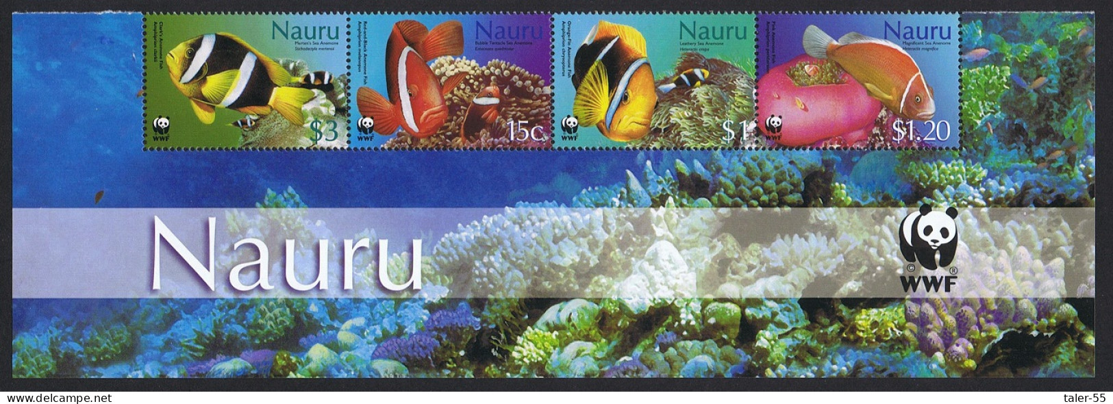 Nauru WWF Anemonefish Strip Of 4v Logo 2003 MNH SG#566-569 MI#553-556 Sc#514-517 - Nauru