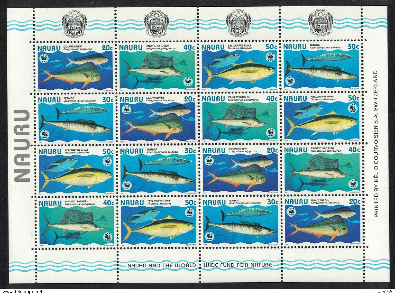 Nauru WWF Giant Fish Sheetlet Of 4 Sets 1997 MNH SG#458-461 MI#437-440 Sc#443 A-d - Nauru