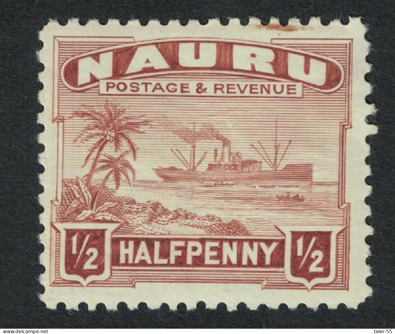 Nauru 'Century Freighter Ship Half-penny Shiny Surface White Paper Perf 11 1937 MNH SG#26B - Nauru