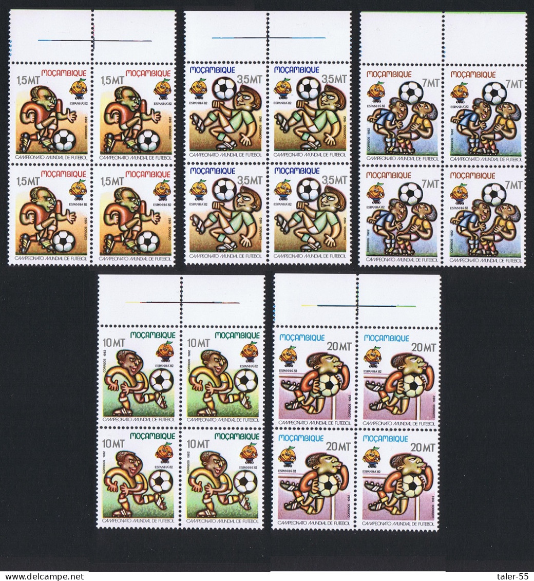 Mozambique World Cup Football Championship 5v Blocks Of 4 1982 MNH SG#946-950 MI#884-888 Sc#813-817 - Mosambik