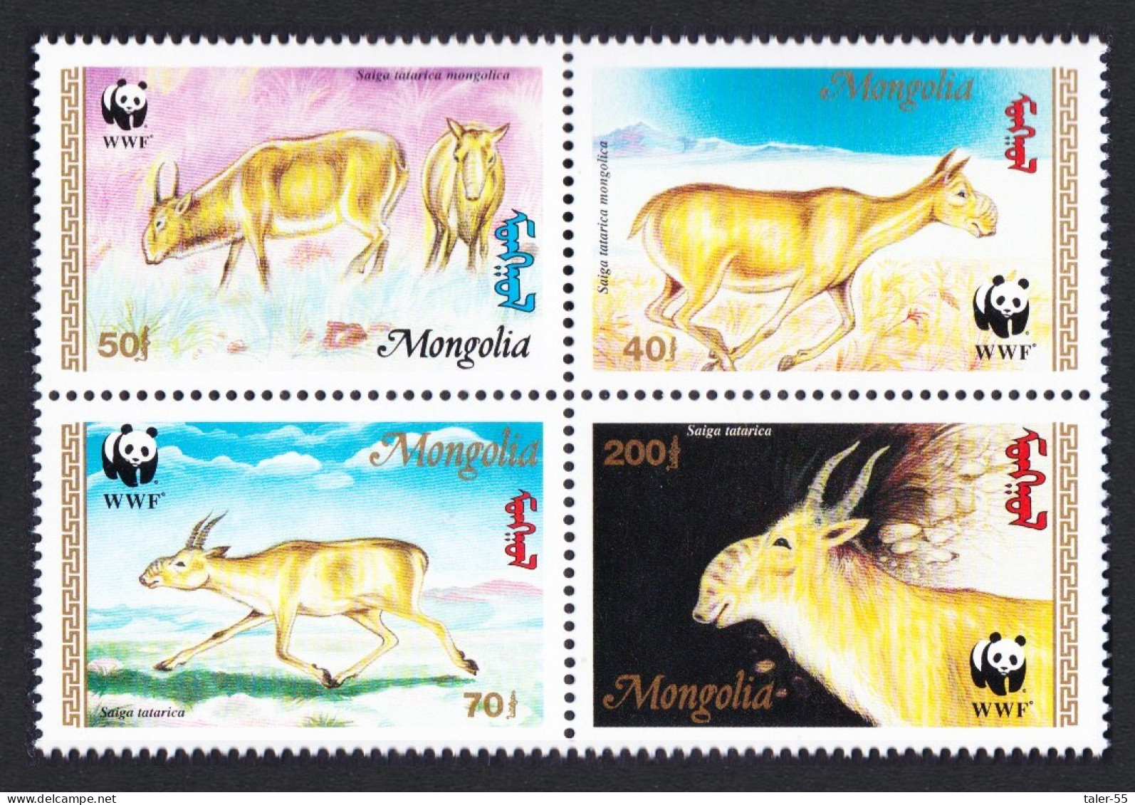 Mongolia WWF Saiga Block Of 4 1995 MNH SG#2497-2500 MI#2562-2565 Sc#2209-2212 - Mongolia
