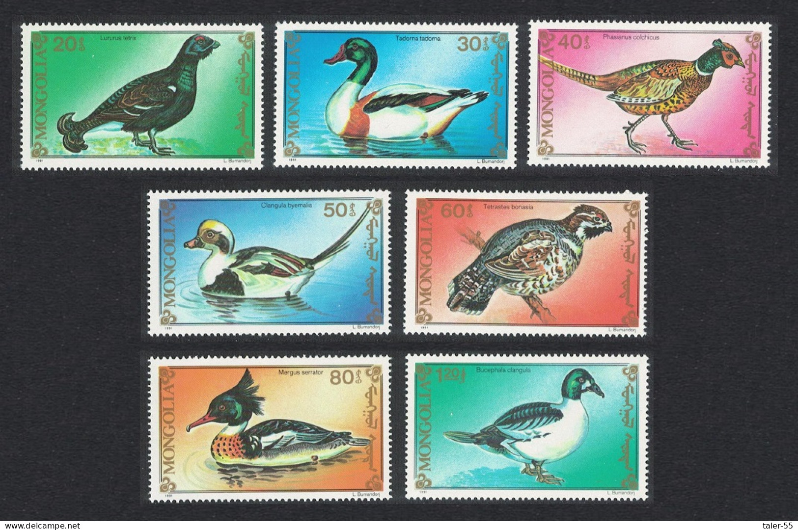 Mongolia Grouse Pheasant Duck Coldeneye Birds 7v 1991 MNH SG#2201-2207 - Mongolia