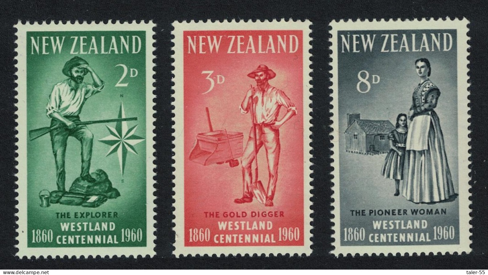 New Zealand Explorer Gold Digger Pioneer Woman 3v 1960 MNH SG#778-780 - Nuovi