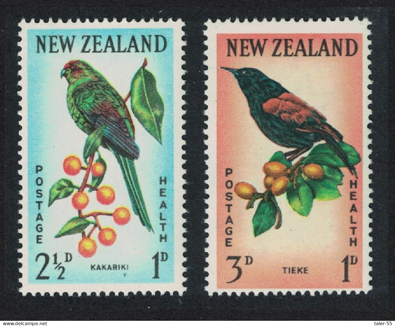 New Zealand Tieke Saddleback Parakeet Birds 2v 1962 MNH SG#812-813 MI#422-423 - Neufs