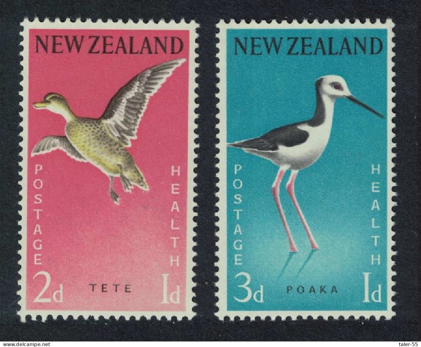 New Zealand Teal Stilt Birds 2v 1959 MNH SG#776-777 MI#386-387 - Unused Stamps