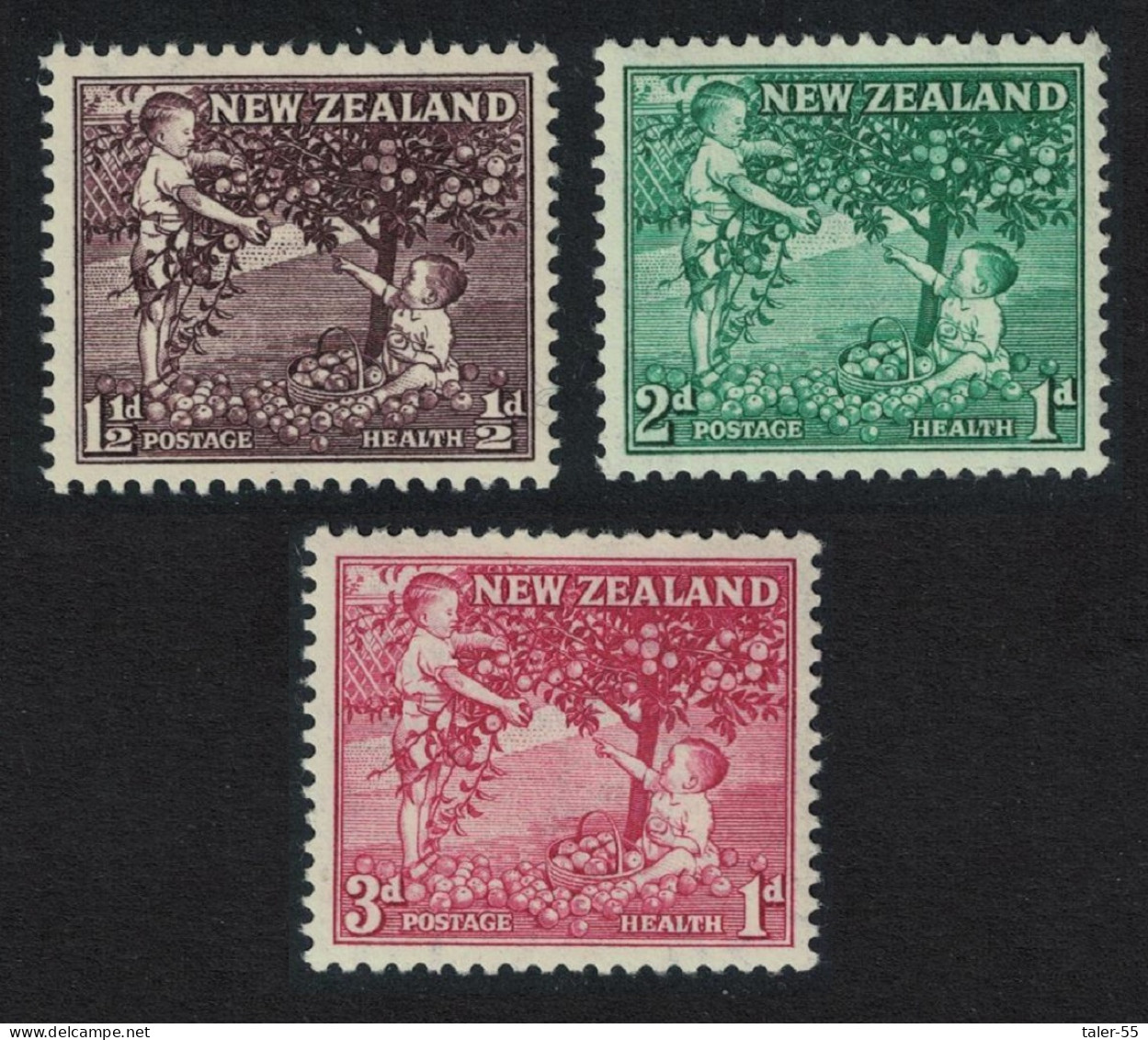 New Zealand Children Picking Apples 3v 1956 MNH SG#755-757 - Nuevos