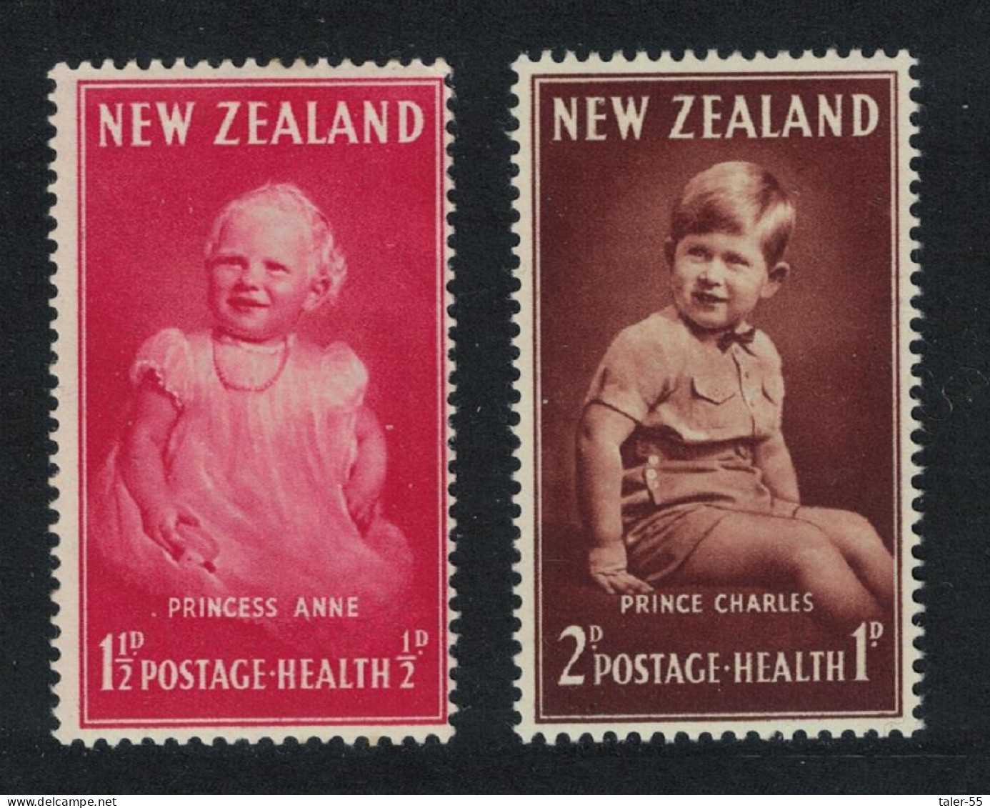 New Zealand Princess Anne Prince Charles 2v 1952 MNH SG#710-711 - Ongebruikt
