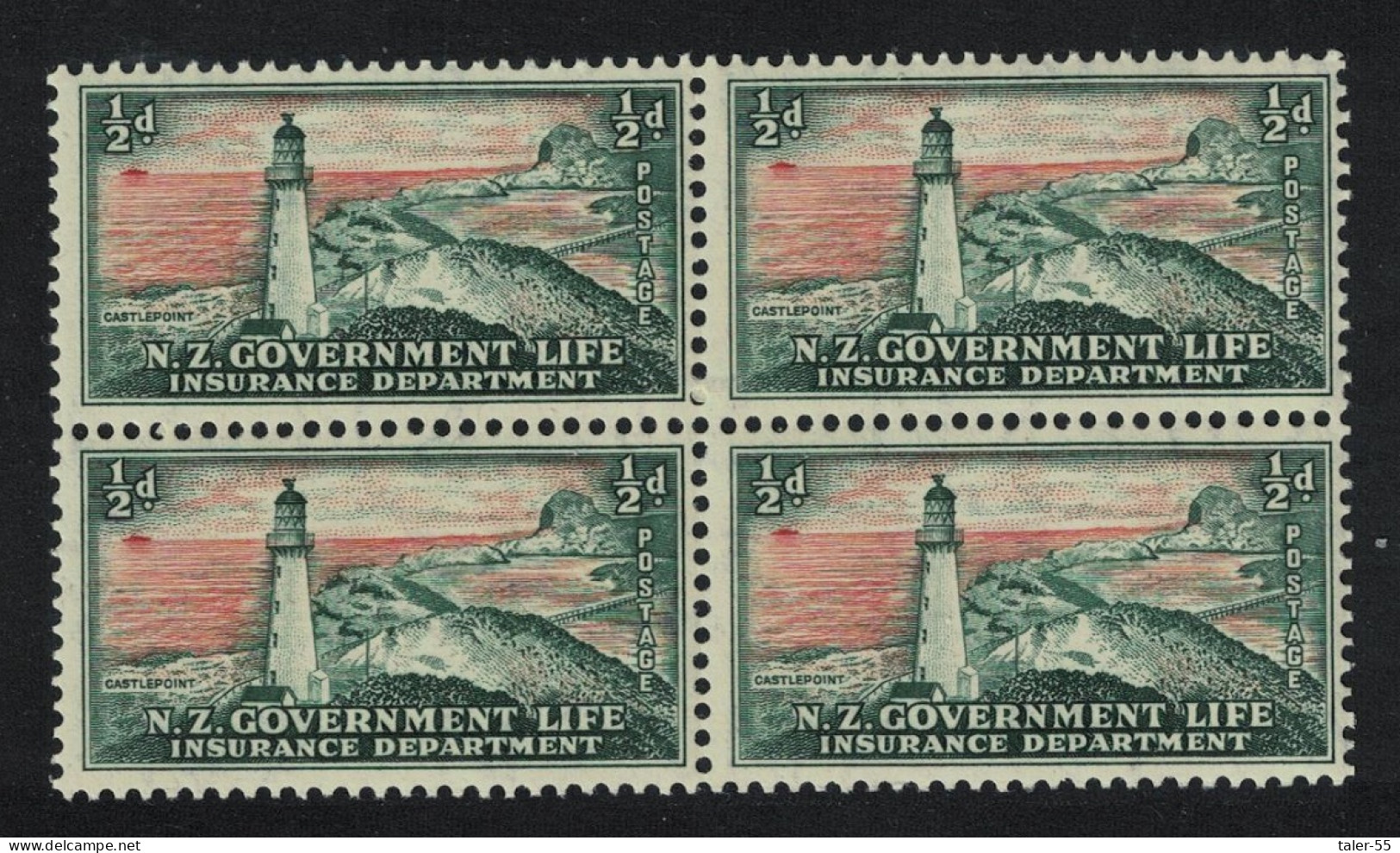 New Zealand Castlepoint Lighthouse Block Of 4 1947 MNH SG#L42 - Unused Stamps