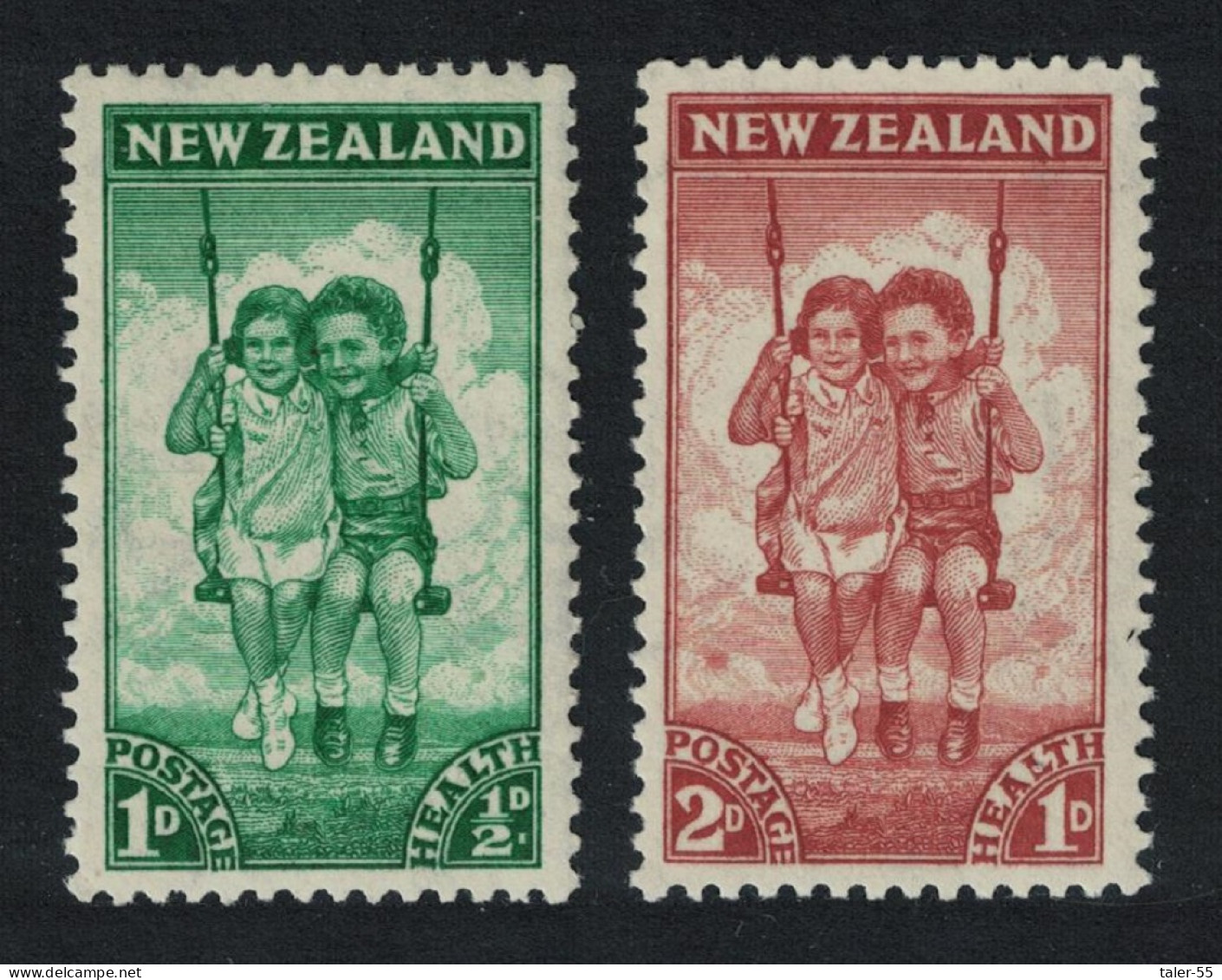 New Zealand Boy And Girl On Swing Health Stamps 1942 MNH SG#634-635 - Ongebruikt