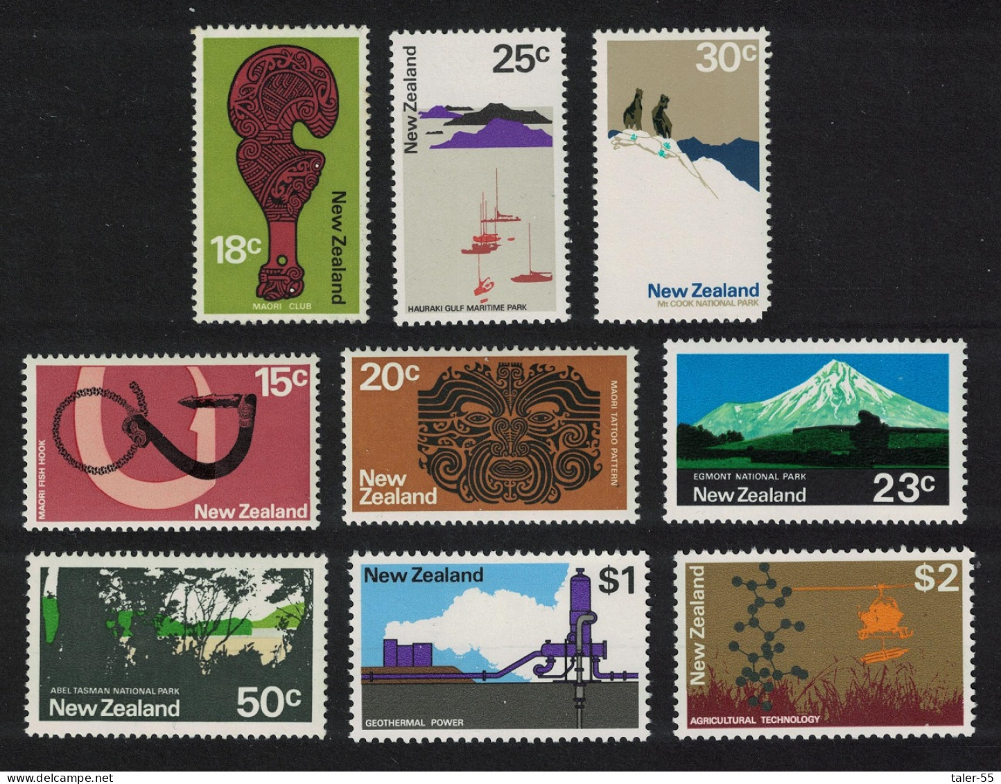 New Zealand Geothermal Power Maori Tattoo Definitives 9v Def 1840 SG#926-934 - Gebraucht