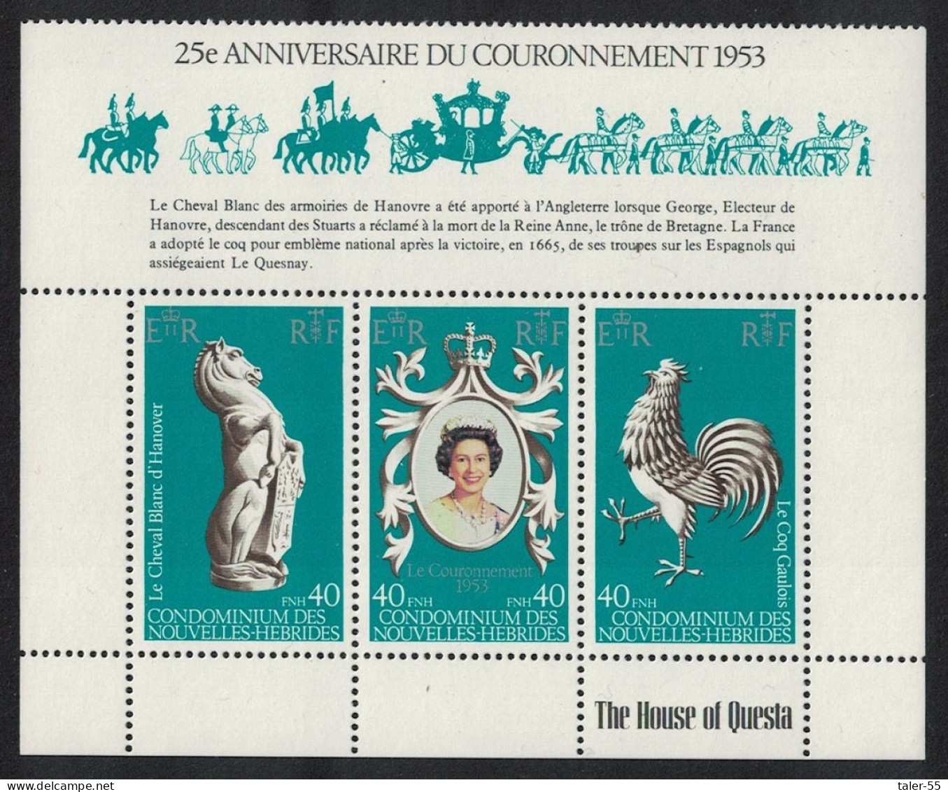 Fr. New Hebrides Cockerel Bird Coronation Bottom Strip Of 3v 1978 MNH SG#F276-F278 - Ungebraucht