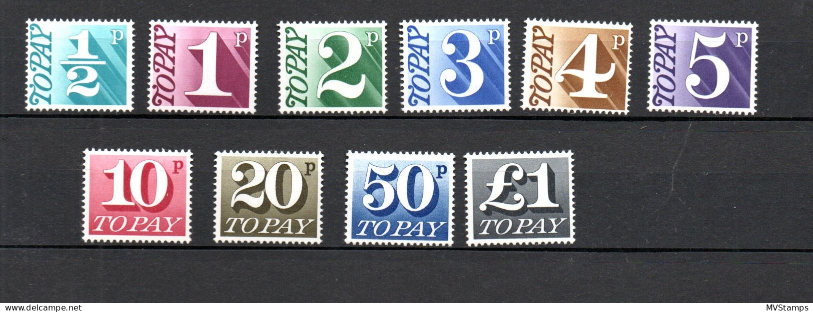 Grossbritannien 1970/71 Satz P 76/85 Portomarken/postage-due Postfrisch - Strafportzegels