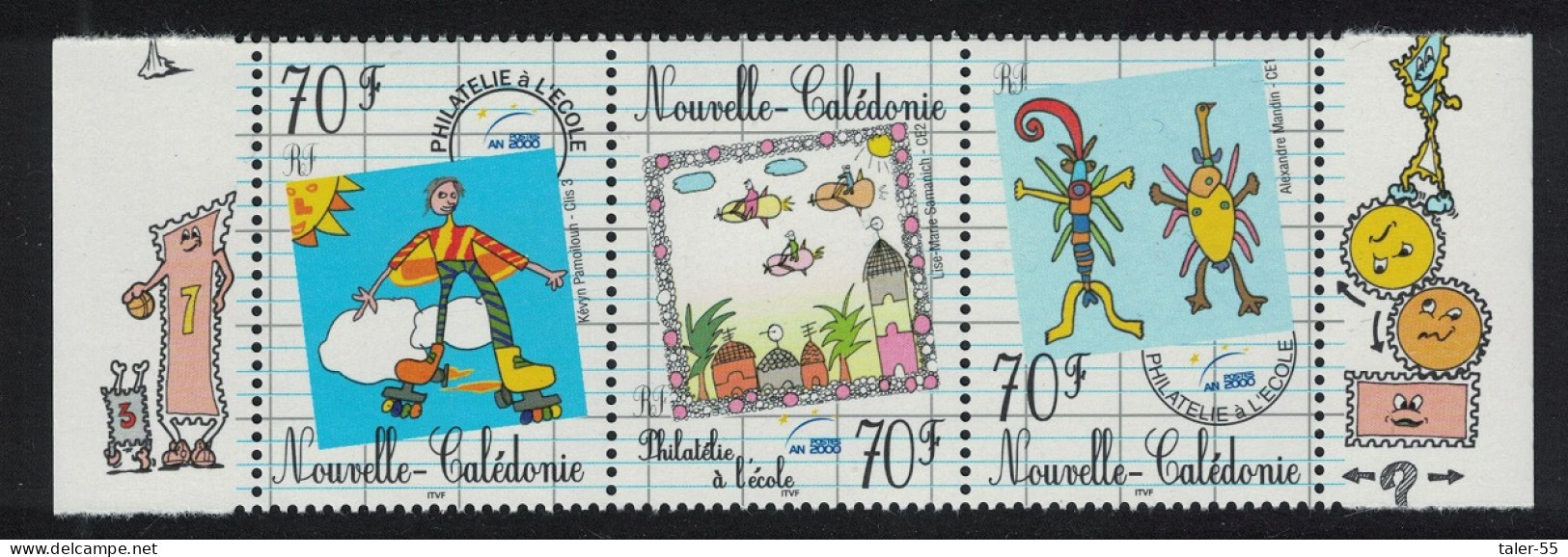 New Caledonia Philately At School Children's Drawings Strip Of 3v 2000 MNH SG#1219-1221 MI#1213-1225 - Ongebruikt