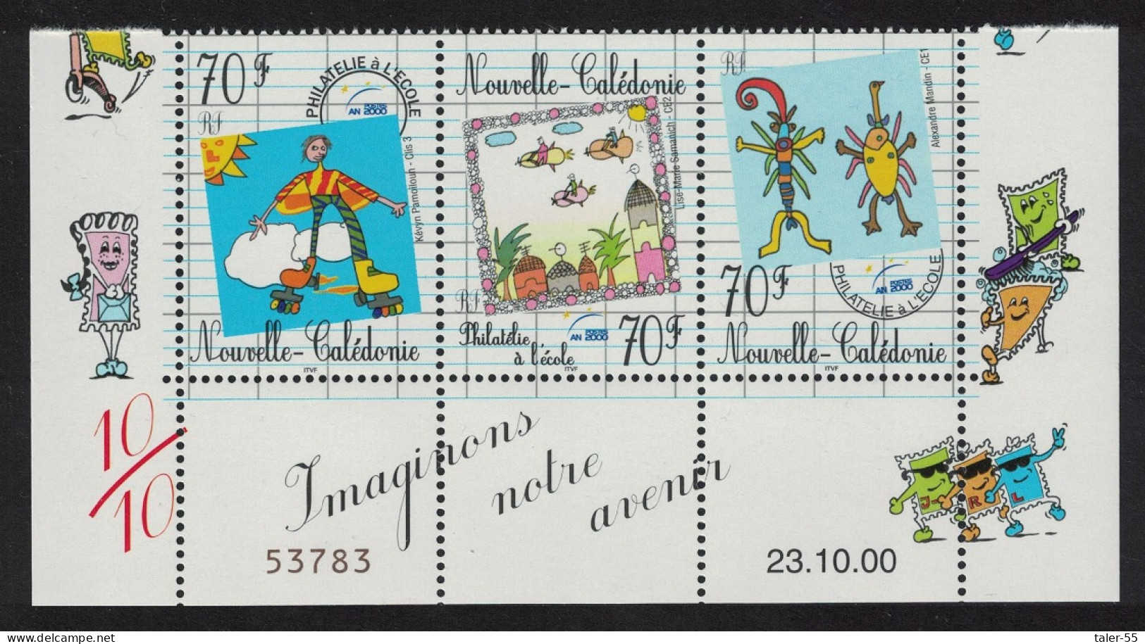 New Caledonia Children's Drawings Strip Of 3v Number Date 2000 MNH SG#1219-1221 MI#1213-1225 - Neufs