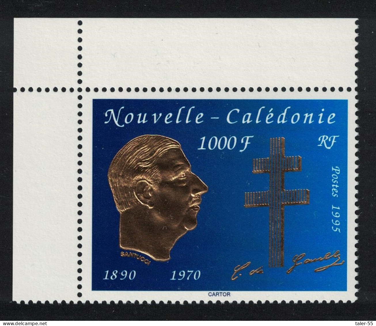 New Caledonia 25th Death Anniversary Of Charles De Gaulle T1 Corner 1995 MNH SG#1032 - Neufs