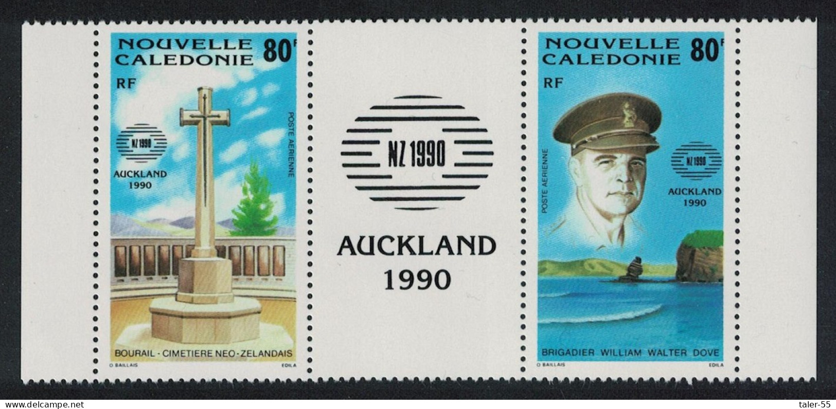 New Caledonia New Zealand 1990 Stamp Exhibition 2v Strip Black Label 1990 MNH SG#887-888 - Nuovi