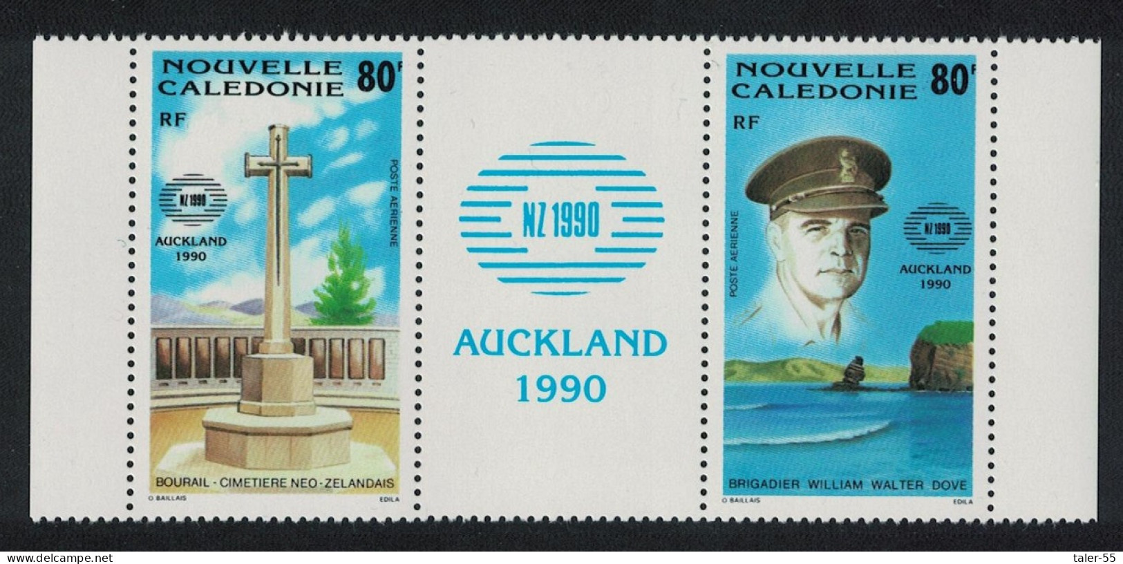 New Caledonia New Zealand 1990 Stamp Exhibition 2v Strip Blue Label 1990 MNH SG#887-888 - Nuovi