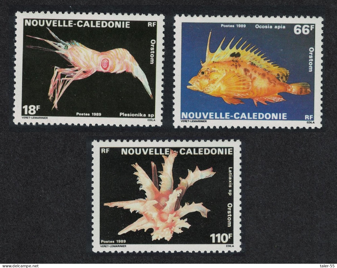 New Caledonia Shrimp Fish Anemone Marine Life 3v 1989 MNH SG#857-859 - Neufs