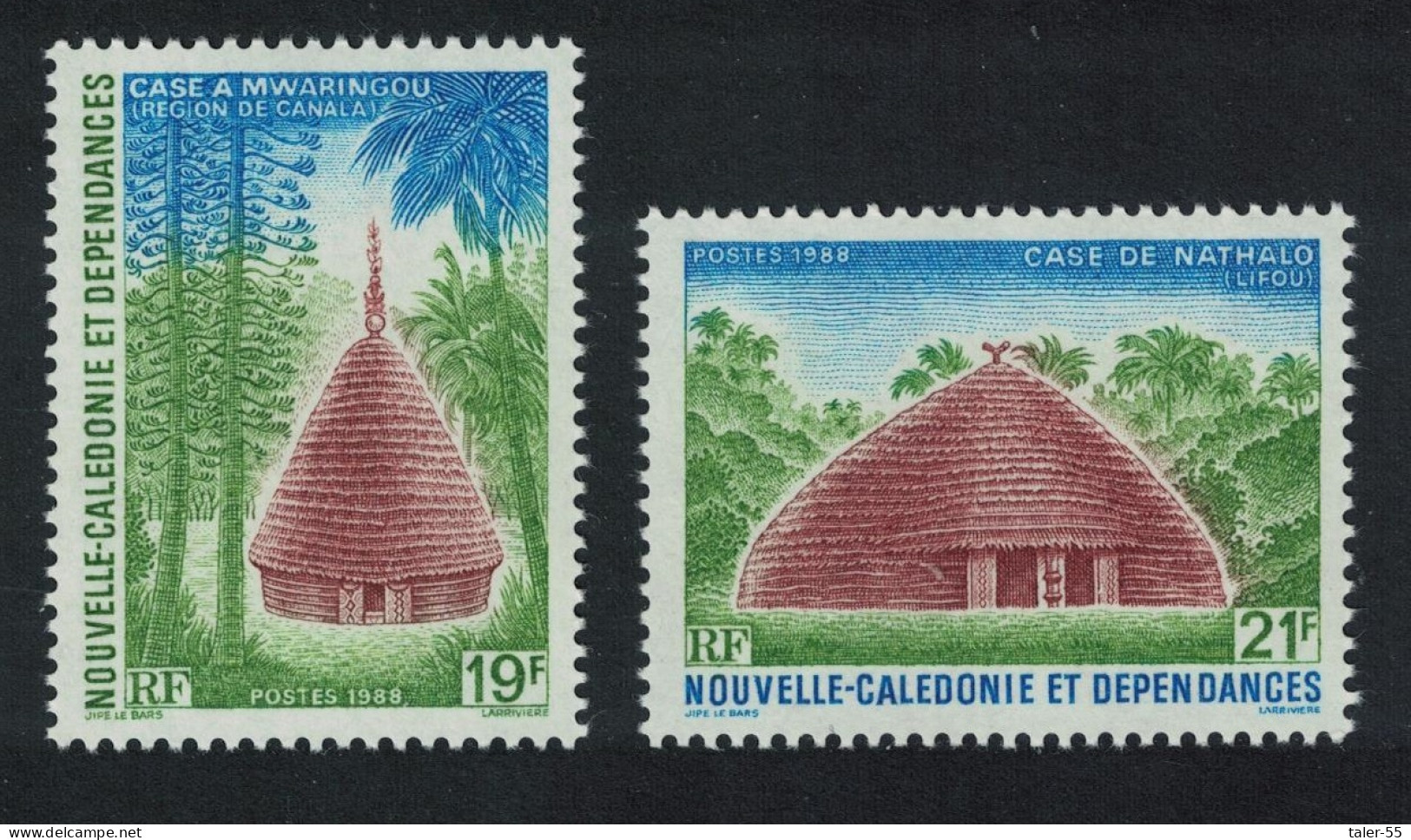 New Caledonia Traditional Huts 2v 1988 MNH SG#827-828 - Neufs