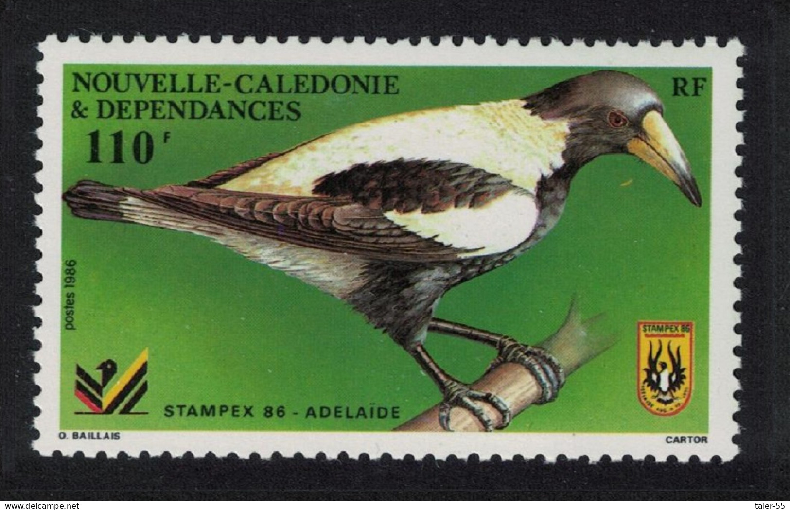 New Caledonia Black-backed Magpie 110f 1986 MNH SG#791 - Neufs