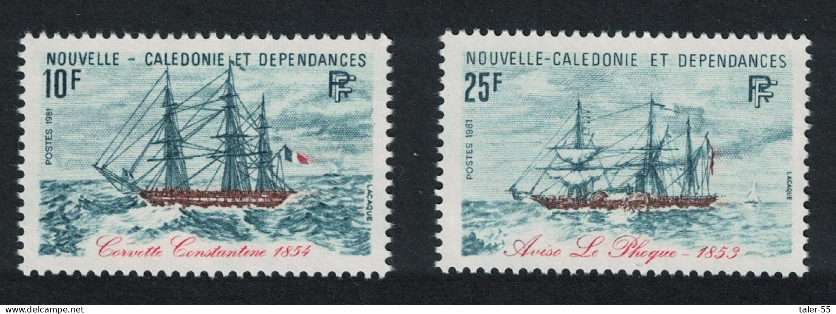 New Caledonia Ships Sail 'Corvette Constantine' Paddle-gunboat 1981 MNH SG#659-660 - Unused Stamps