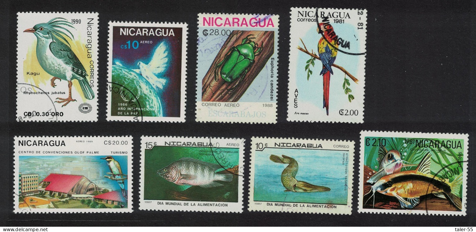 Nicaragua Fish Fauna Birds Small Collection 1990 CTO - Nicaragua