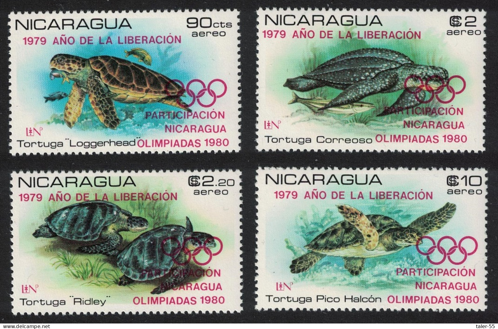 Nicaragua Turtles Moscow Olympic Games 4v 1980 MNH SG#2230-2233 MI#2176-2179 - Nicaragua