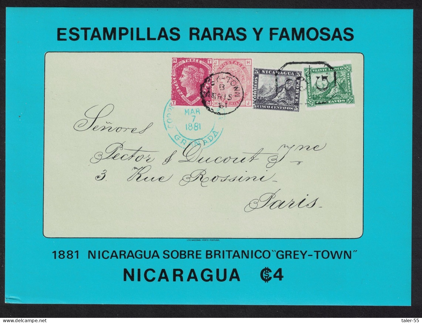 Nicaragua Rare And Famous Stamps MS 1976 MNH SG#MS2099 Sc#C917a - Nicaragua