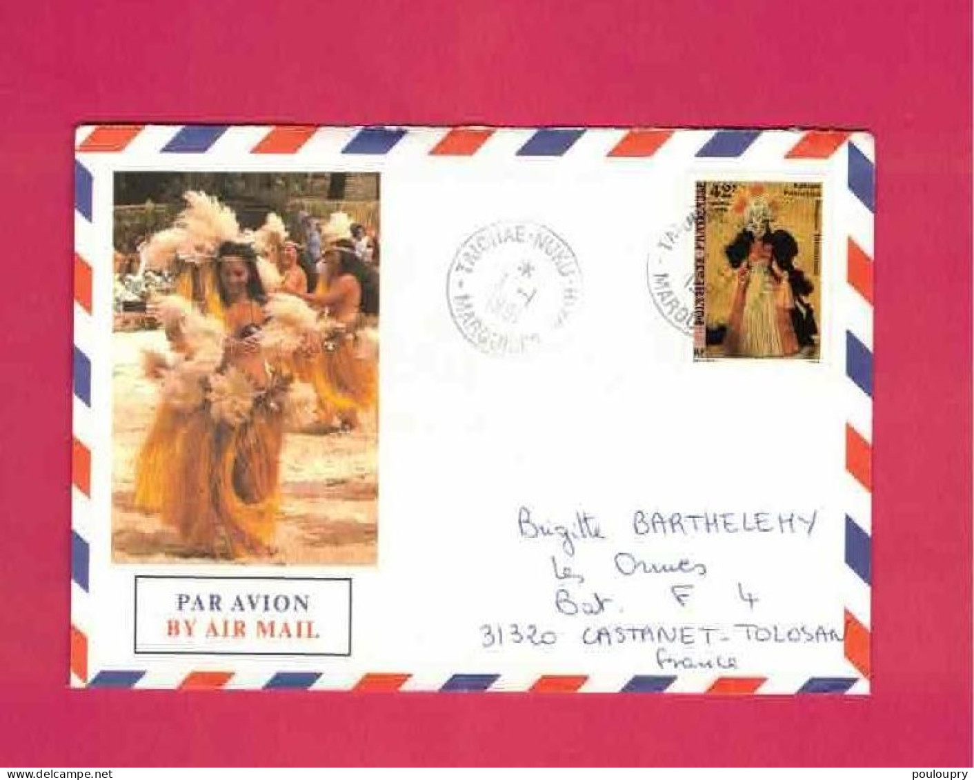 Lettre De 1991 Pour La France - YT N° 307 - Folklore Polynésien - Oblitération De Taiohae-Nuku Marquises - Lettres & Documents