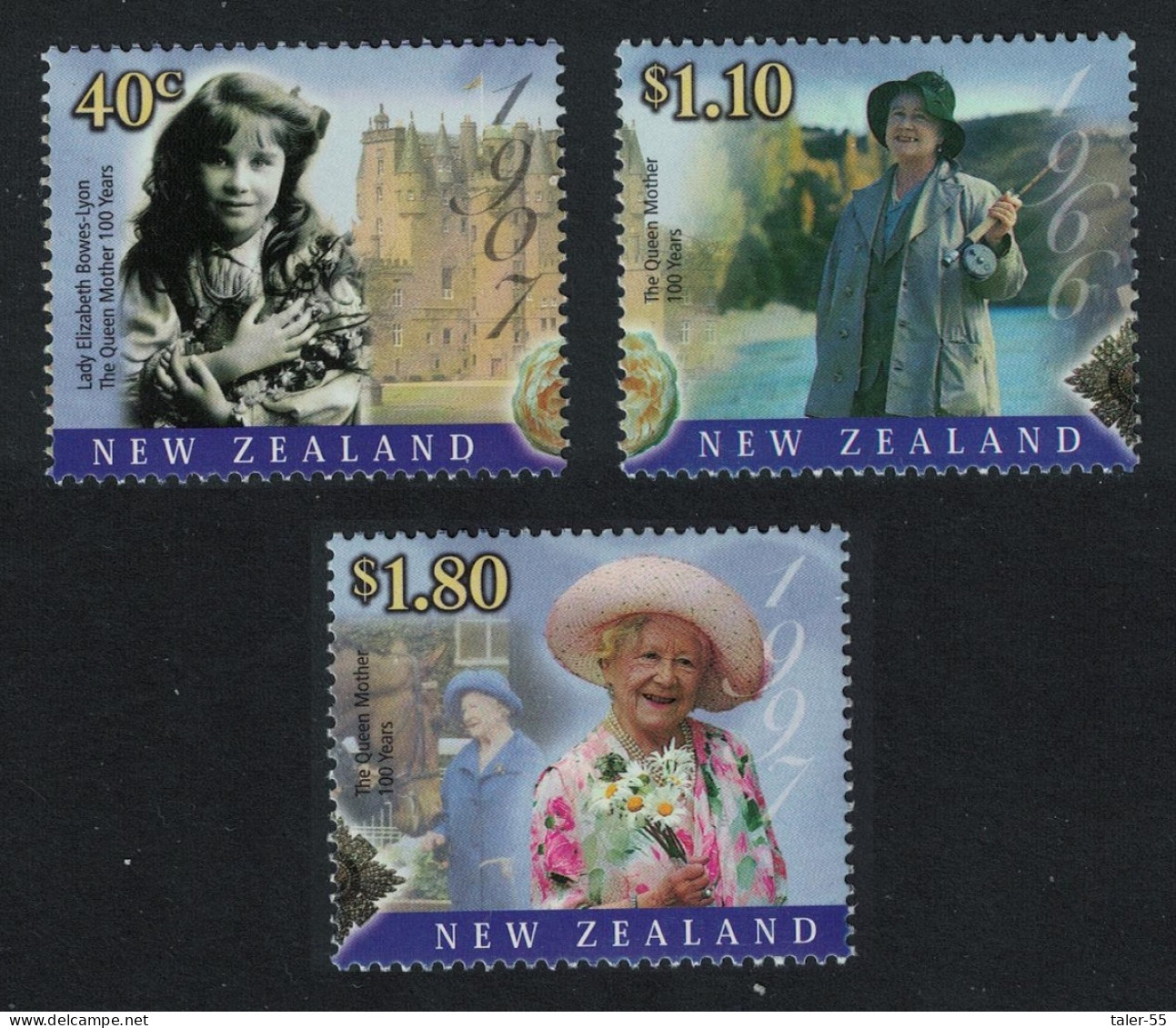 New Zealand Queen Elizabeth The Queen Mother's 100th Birthday 2000 MNH SG#2343-2345 - Unused Stamps