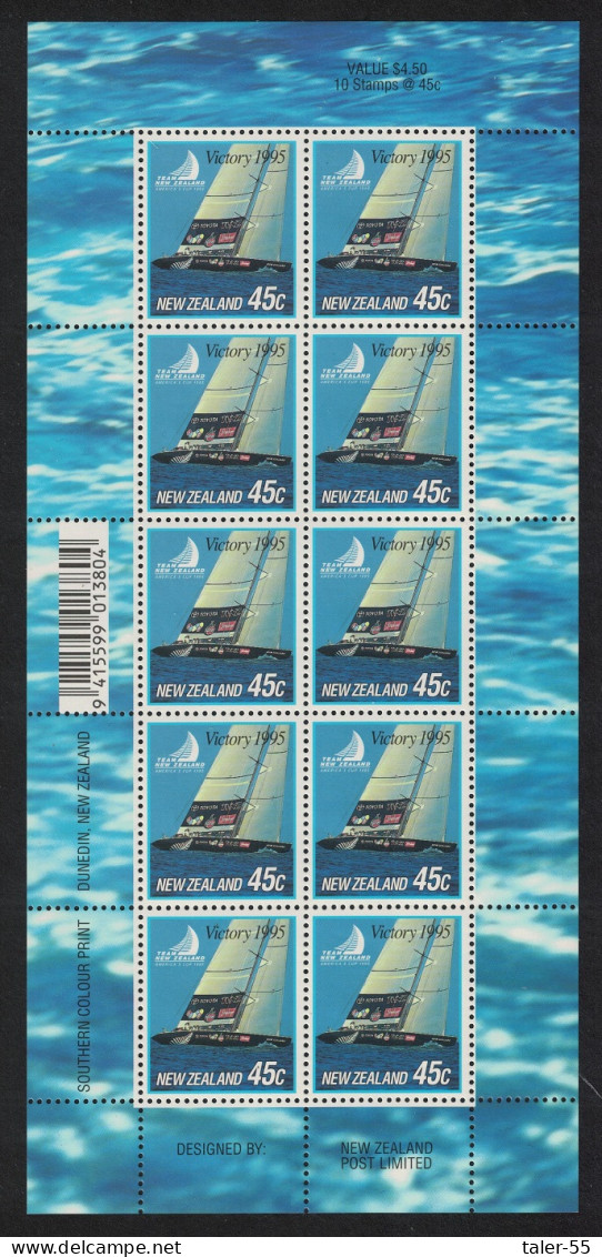 New Zealand Victory In 1995 America's Cup Sheetlet 1995 MNH SG#1883 - Unused Stamps