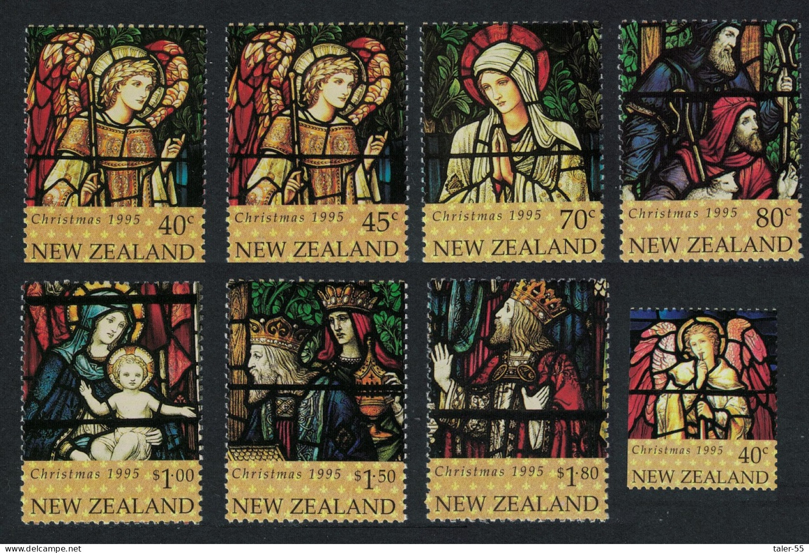 New Zealand Christmas Stained Glass Windows 8v 1995 MNH SG#1916-1923 - Unused Stamps