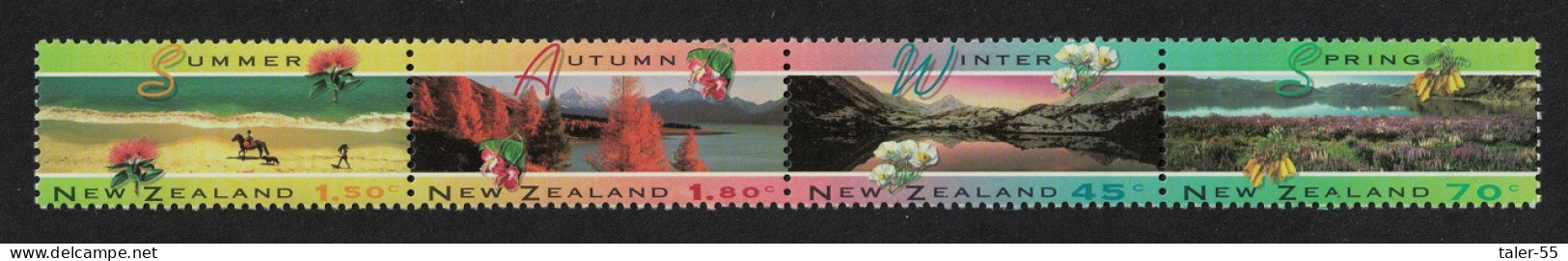 New Zealand Flowers Lakes Mountains The Four Seasons 4v Strip 1994 MNH SG#1793-1796 - Ungebraucht
