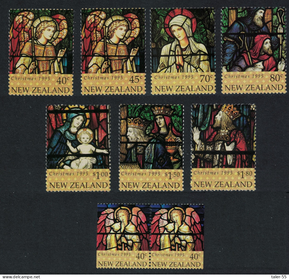 New Zealand Christmas Stained Glass Windows 7v+pair 1995 MNH SG#1916-1923 - Ungebraucht