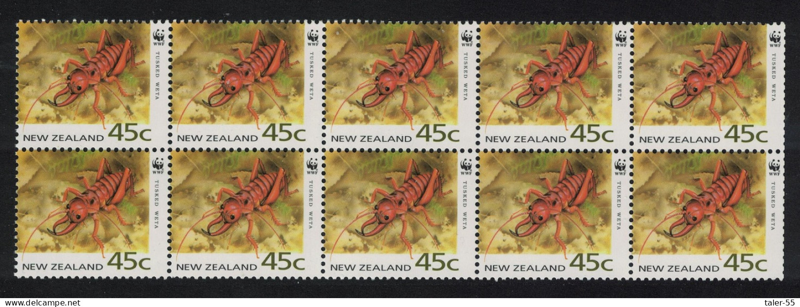 New Zealand WWF Tusked Weta Lightless Insect Booklet Pane 1993 MNH SG#1740 MI#1294 Sc#1163 - Ungebraucht