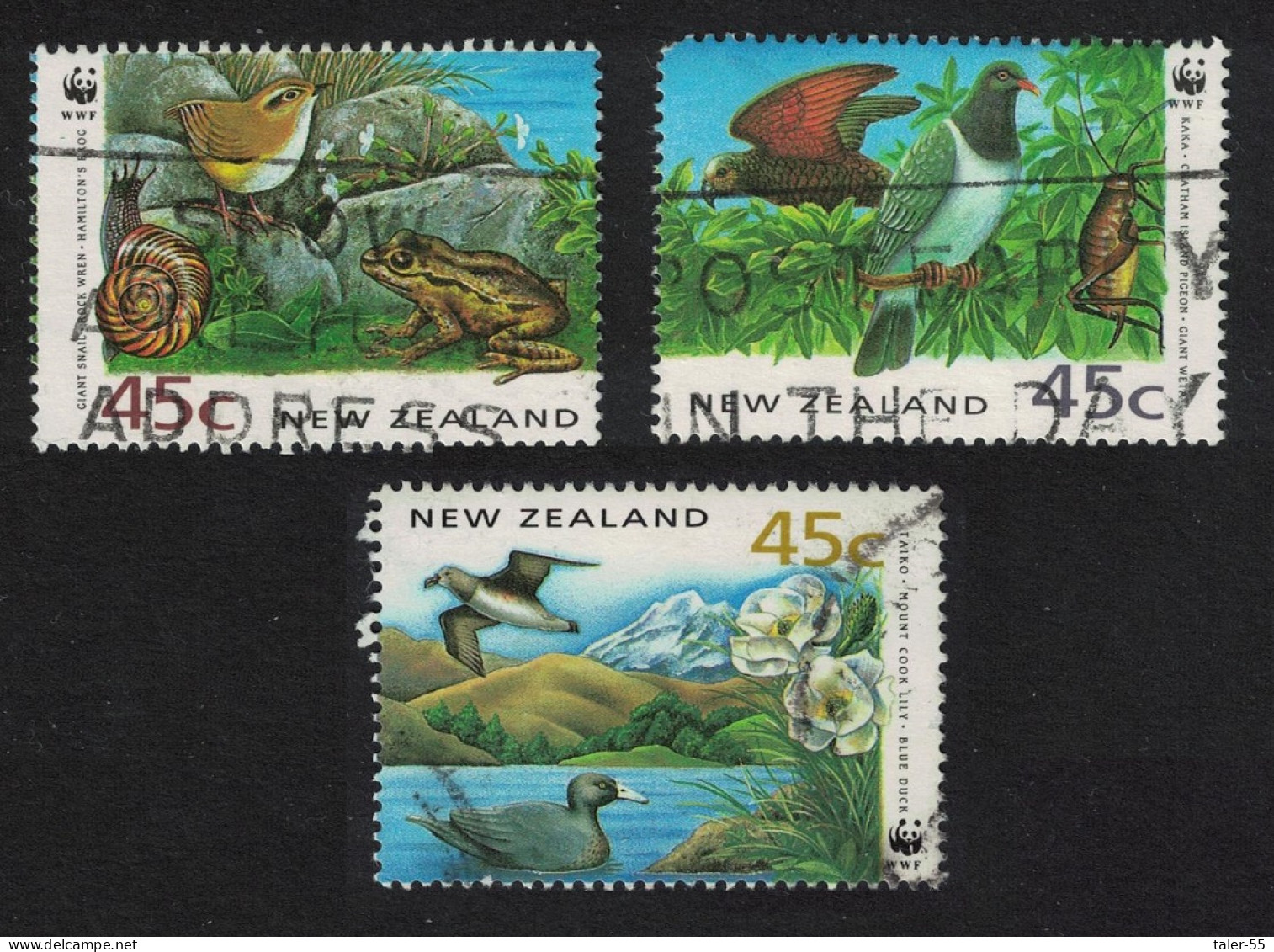 New Zealand WWF Birds Frog Dolphin Seal 3v Def 1993 SG#1736-1739 MI#1290-1292 Sc#1162 A-c - Gebruikt