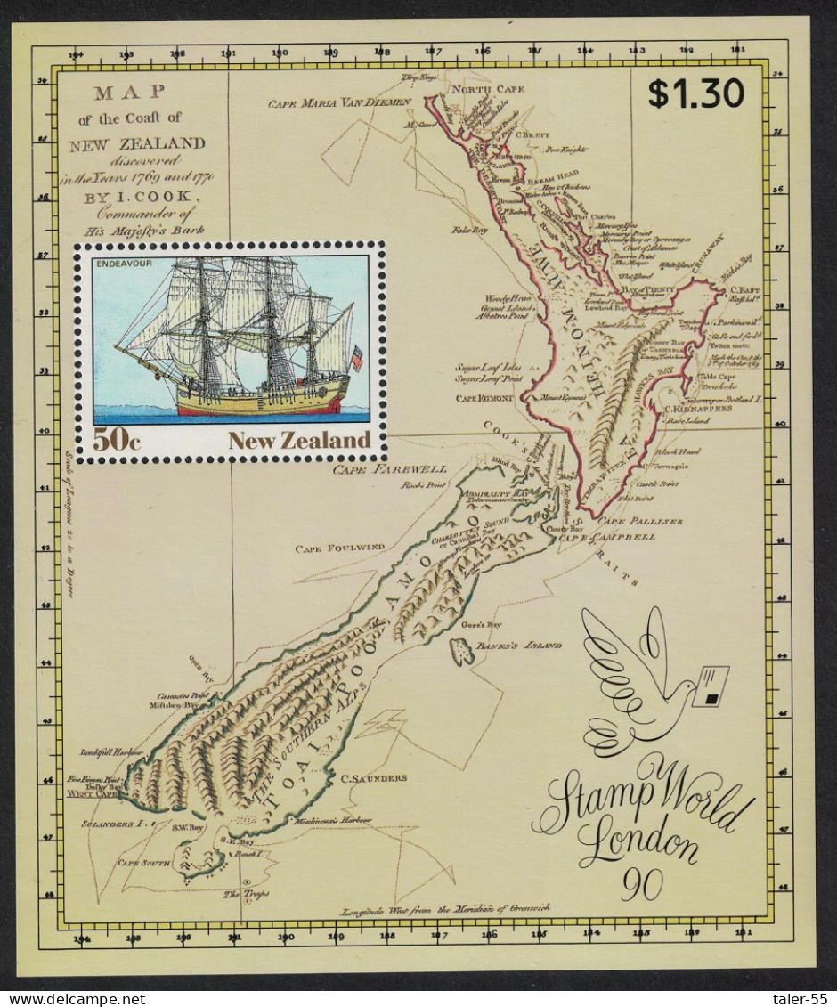 New Zealand Maori Voyaging Canoe MS 1990 MNH SG#MS1542 MI#Block 24 - Unused Stamps