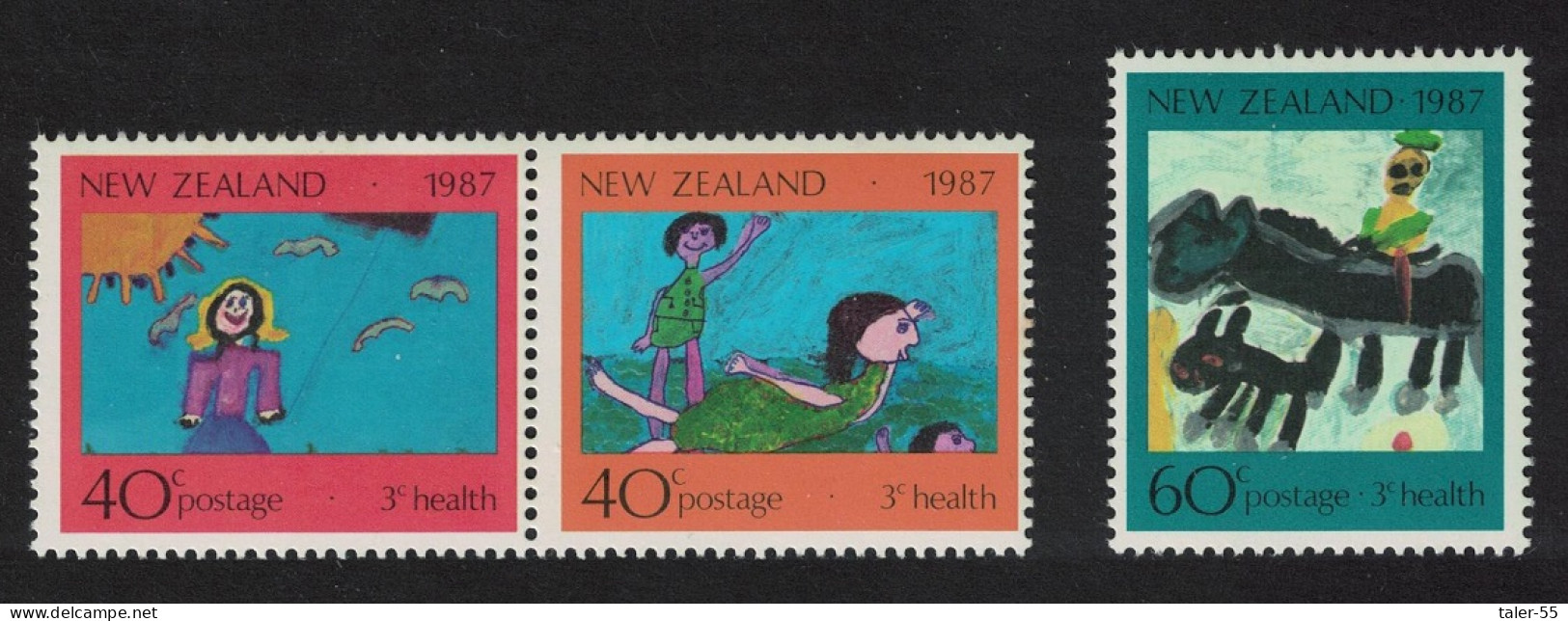 New Zealand Children's Paintings 2nd Series 3v Pair 1987 MNH SG#1433-1435 - Nuovi