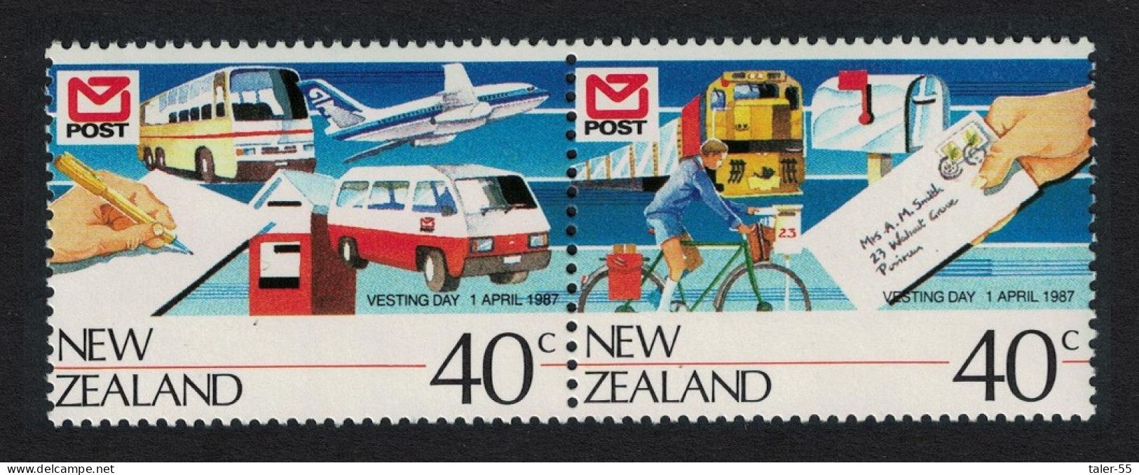New Zealand Cycling Transport Vesting Day 2v Pair 1987 MNH SG#1421-1422 - Unused Stamps