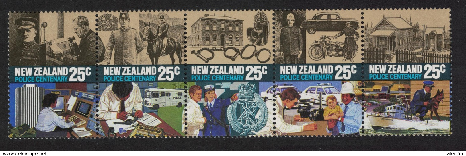 New Zealand Centenary Of Police 5v Strip 1986 MNH SG#1384-1388 - Nuovi