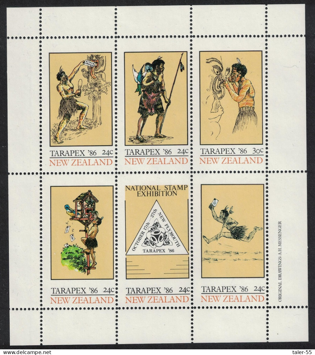 New Zealand Maori Drawings TARAPEX Exhibition 1985 MNH MI#925-930 - Nuevos