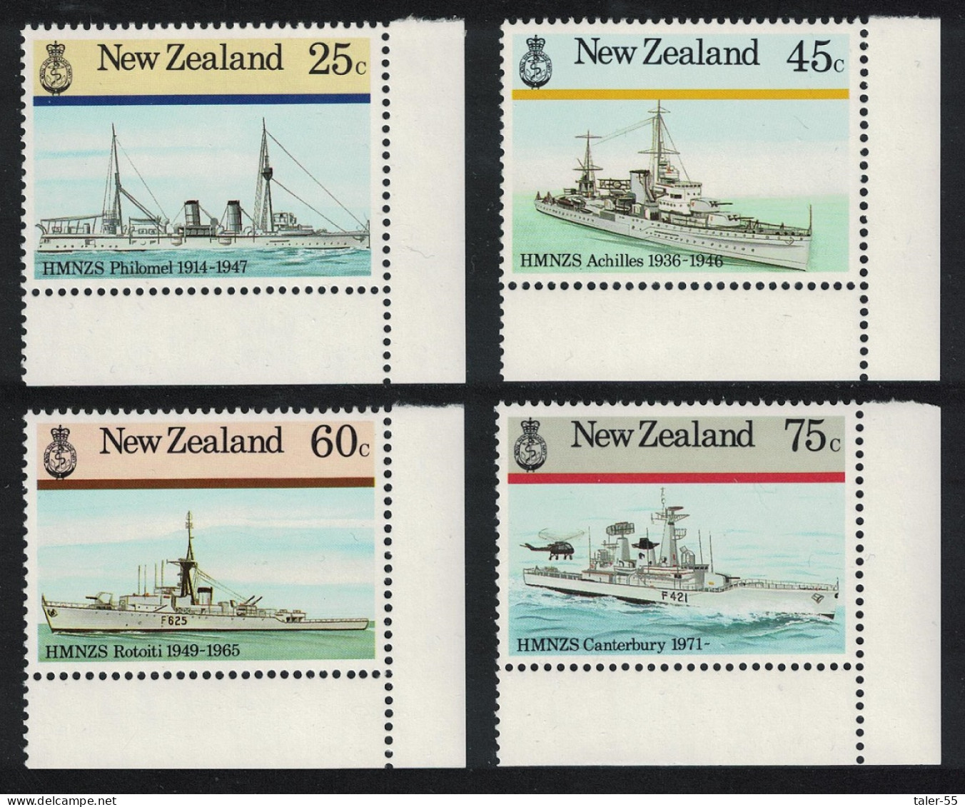 New Zealand Ships Warships Naval History 4v Corners 1985 MNH SG#1379-1382 - Ongebruikt