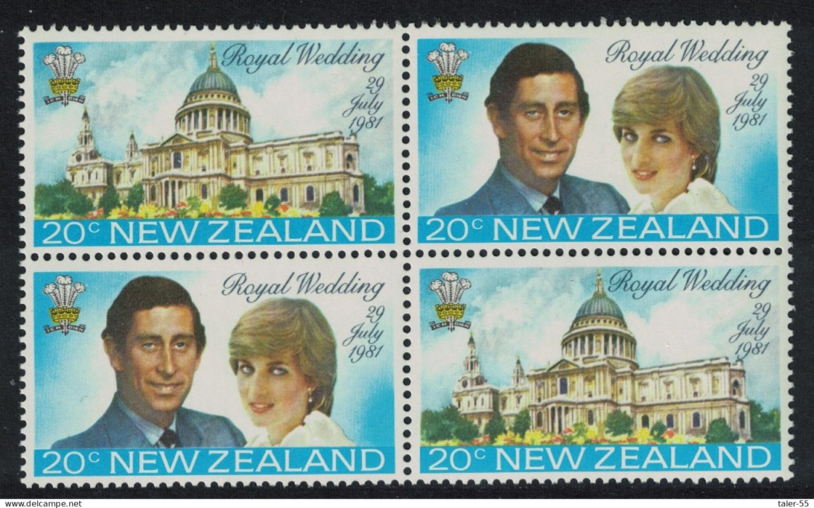 New Zealand Charles And Diana Royal Wedding 2v Block Of 4 1981 MNH SG#1247-1248 MI#826-827 - Ungebraucht