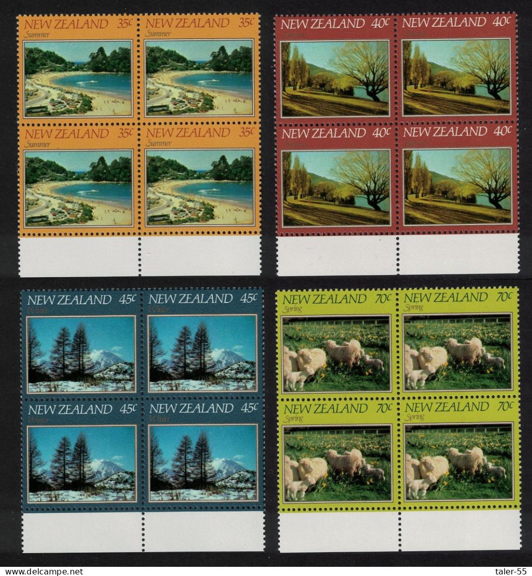 New Zealand Sheep Mountains Scenes Blocks Of 4 1982 MNH SG#1266-1269 - Nuovi