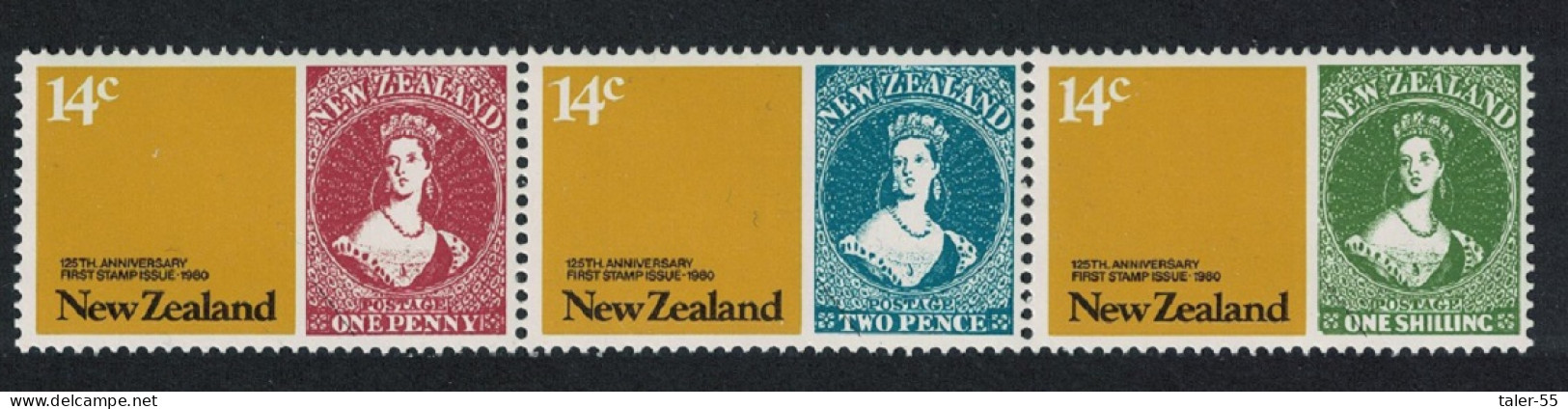 New Zealand 125th Anniversary Of Stamps Strip Of 3v 1980 MNH SG#1210-1212 - Nuovi