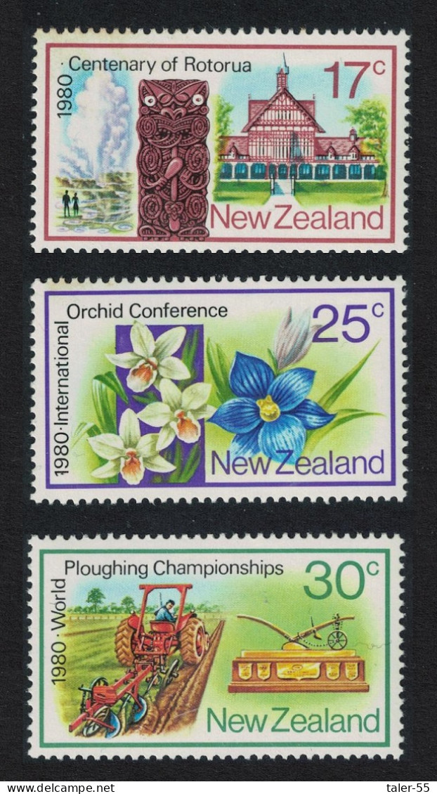 New Zealand Orchids Ploughing Geyser 3v 1980 MNH SG#1213-1215 - Nuovi