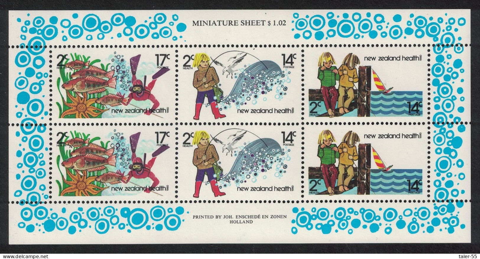 New Zealand Health Stamps Fishing MS 1980 MNH SG#MS1228 - Unused Stamps