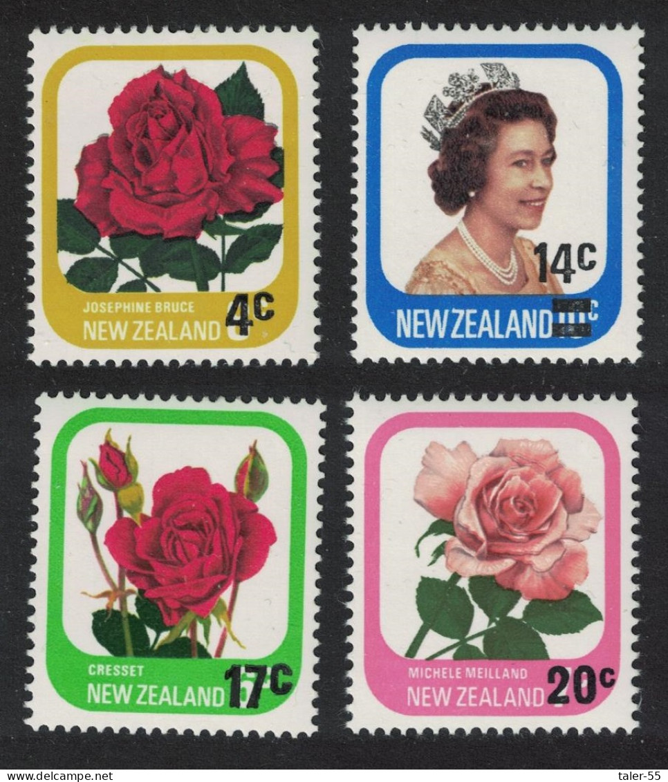 New Zealand Roses Surch 4v 1979 MNH SG#1201-1203b - Unused Stamps