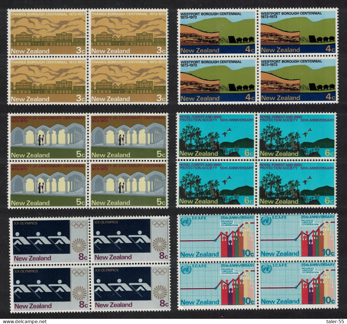 New Zealand Canterbury University Bird Protection 6v Blocks Of 4 1973 MNH SG#997-1002 Sc#511-516 - Unused Stamps